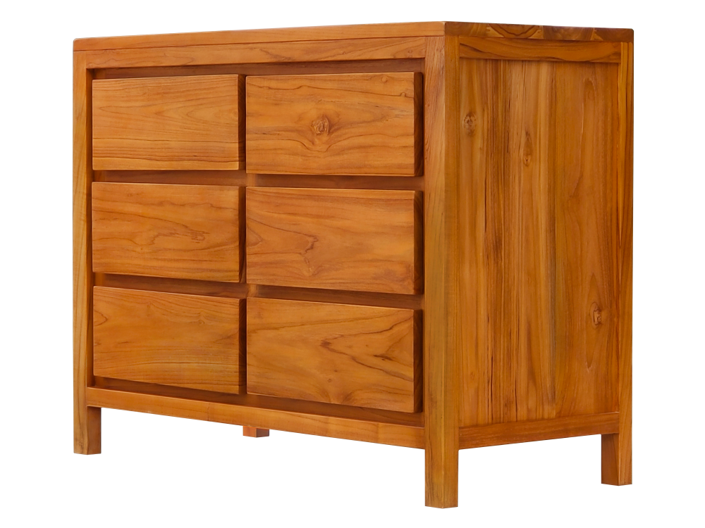 Solid Teak Wood Furniture Chest of 6 Drawers (No Handler)