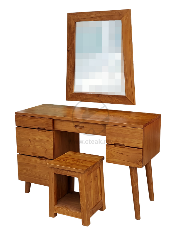 Solid Teak Wood Furniture Dressing Set Table With Mirror Frame (Model 109)