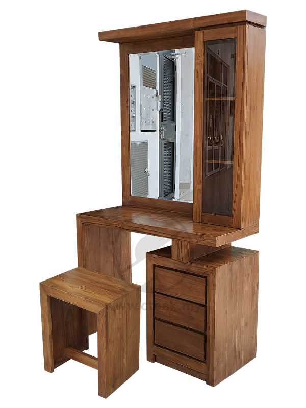 Solid Teak Wood Furniture Dressing Set Table With Mirror Frame (Model 110)