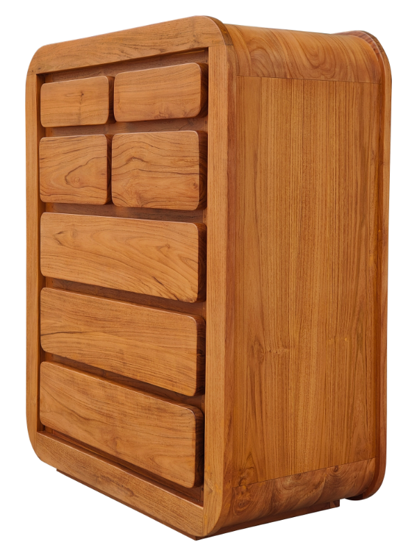 Solid Teak Wood Furniture Halfmoon Chest of 7 Drawers