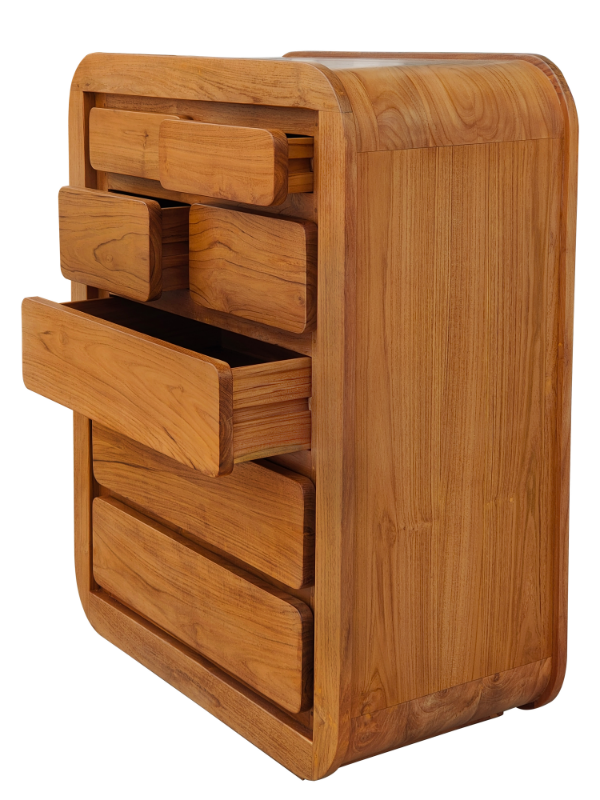 Solid Teak Wood Furniture Halfmoon Chest of 7 Drawers