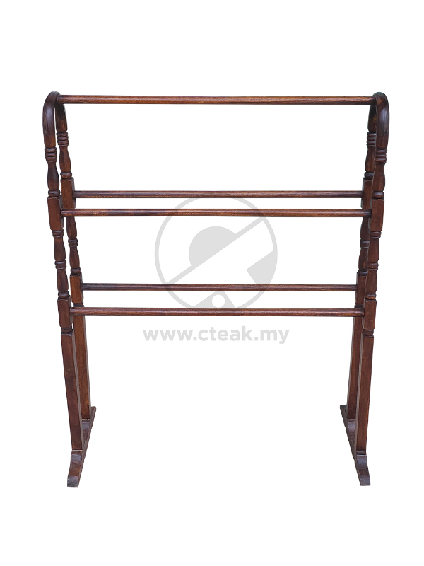 Solid Teak Wood Furniture Halfmoon Towel Rack (Dark Walnut)