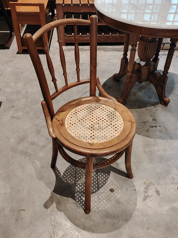 Solid Teak Wood Furniture Kopitiam Dining Chair (Rattan)