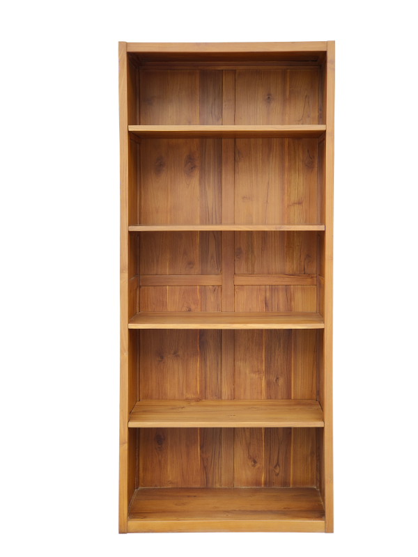 Solid Teak Wood Furniture Open Bookcase W/Woodback