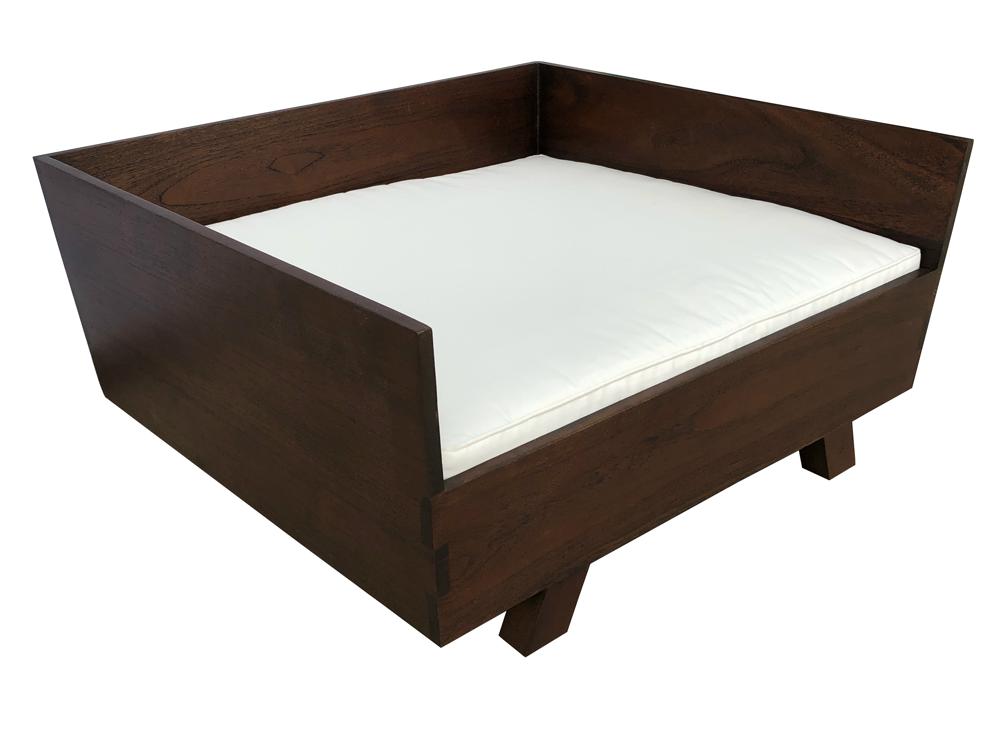 Solid Teak Wood Furniture Pet Bed with Cushion 2