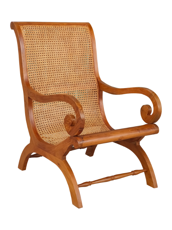 Solid Teak Wood Furniture Rattan Lazy Chair