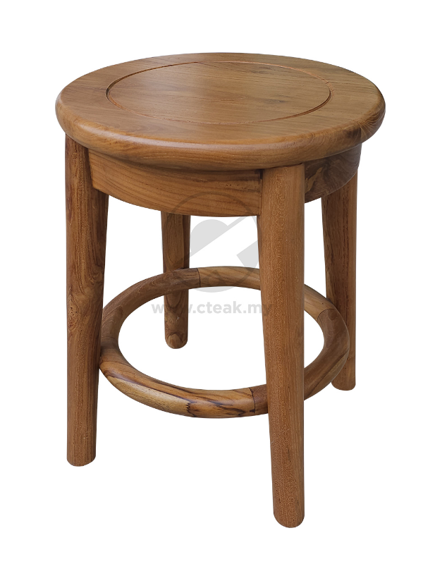 Solid Teak Wood Furniture Round Stool (Brown)