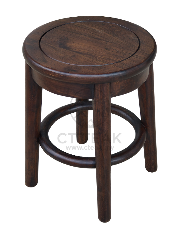 Solid Teak Wood Furniture Round Stool (Dark Walnut)