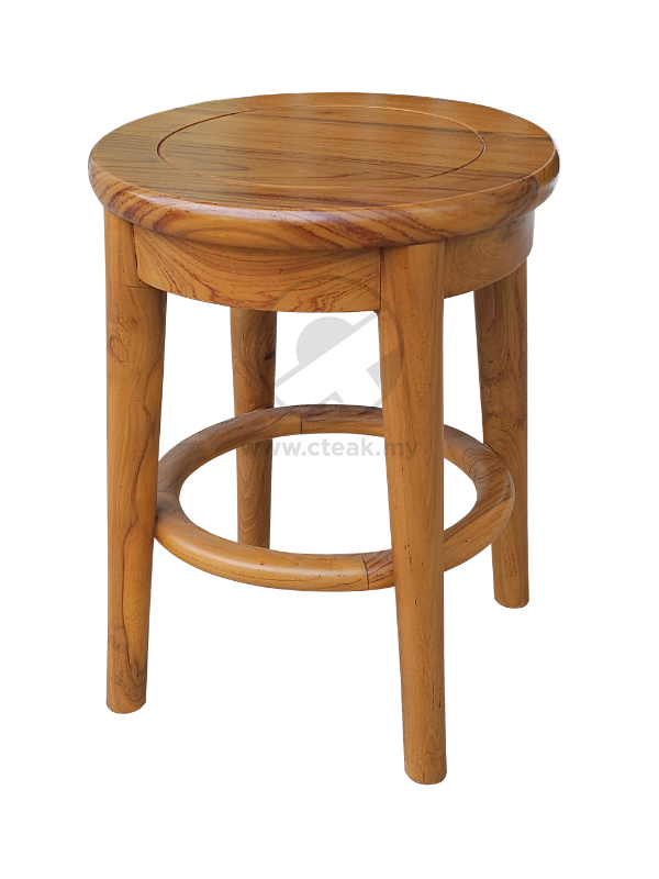Solid Teak Wood Furniture Round Stool (Natural)