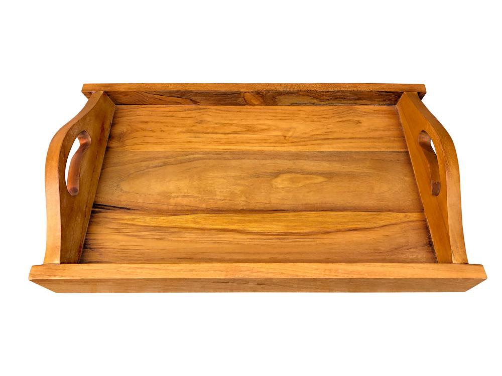 Solid Teak Wood Furniture Serving Tray with Handle