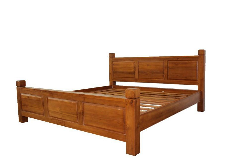 Solid Teak Wood Panel Bed