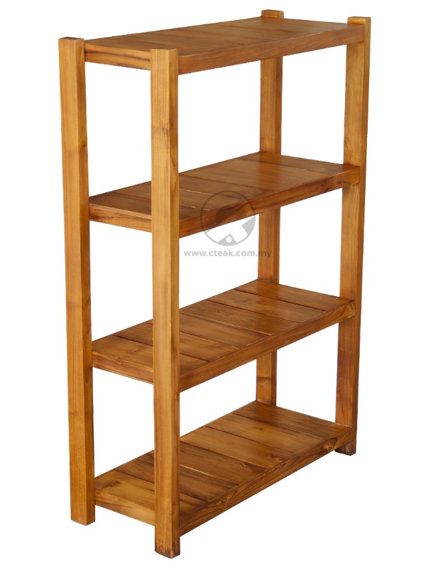 Teak Wood 4 Shelves Flower Rack