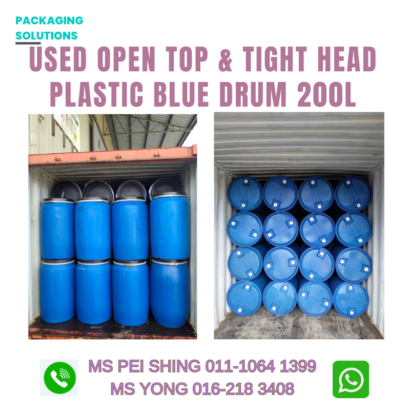 Used Open Top And Tight Head Plastic Blue Drum 200l Selangor Malaysia Cte Express Jumbo Bag 9815
