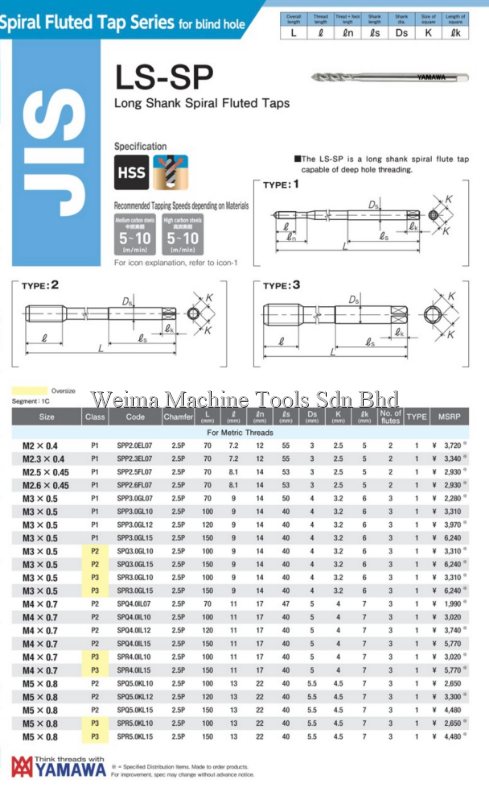 弥満和製作所 ロングタップ上 LSHT150M163(1337751) long tap-